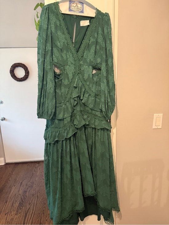 ASOS Dresses & Skirts - ASOS Emerald Green Lace Ruffle Maxi Dress